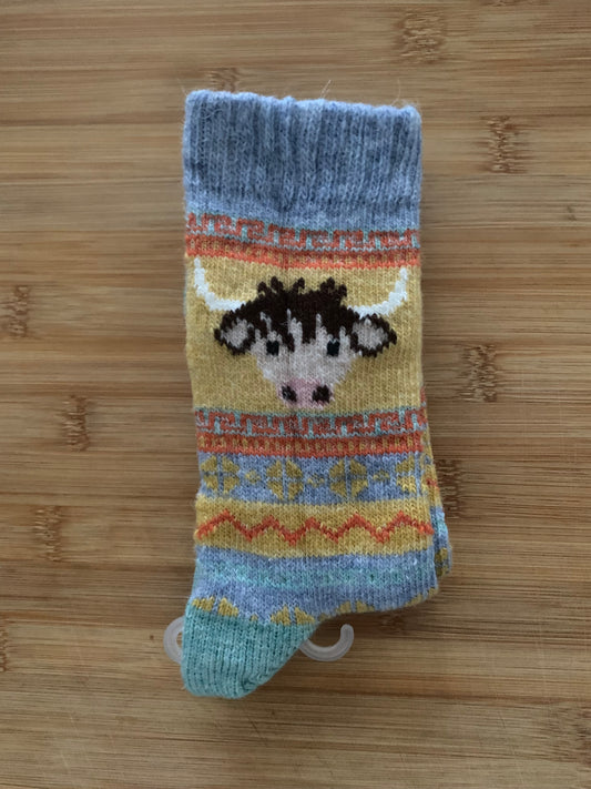 Women’s Alpaca Nordic Socks - Warm & Cosy with Embroidered Cow / Feathers & fluff