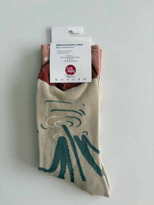 Unisex by Sock Supply features a bird above reeds/cattails socks