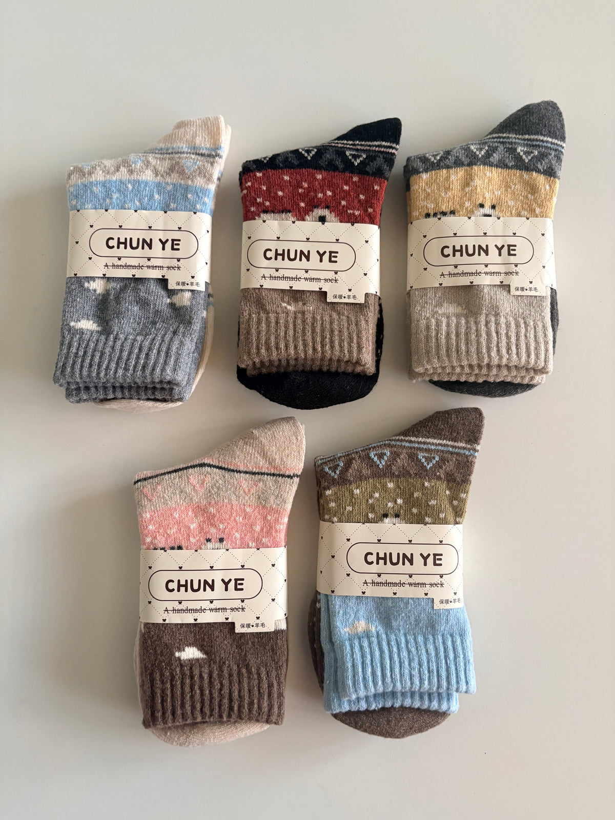 Women’s Woolen Winter Socks - Warm Thick Knitted Sheep Wool Nordic Pattern Socks By Chun-Ye
