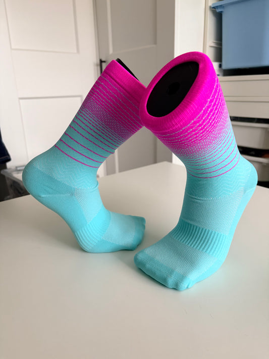 Men’s Professional Bright Coloured Striped Cycling Socks / Compression, Moisture-Wicking & High Elasticity & Breathable