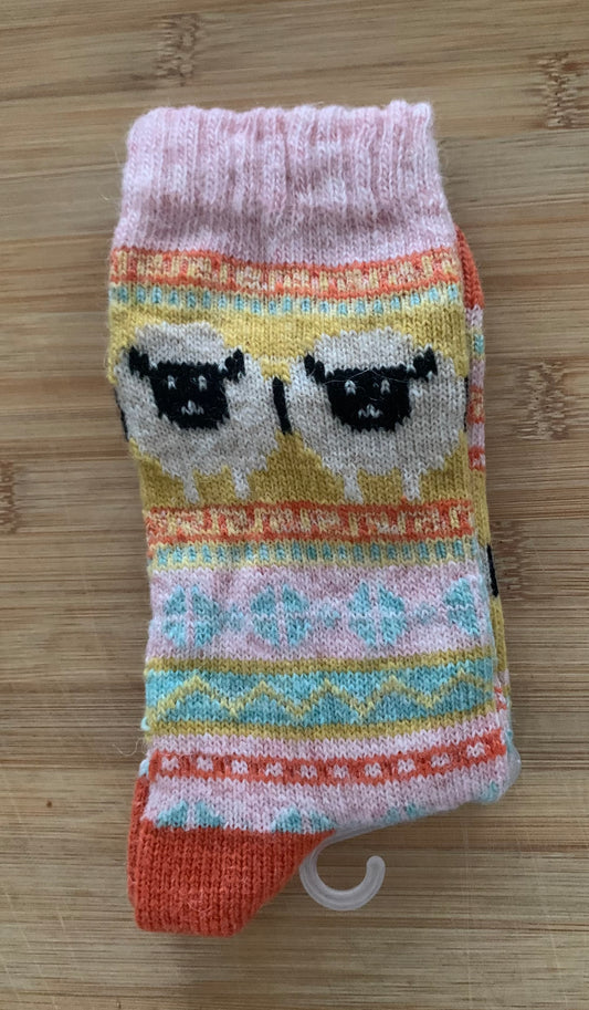 Women’s Alpaca Nordic Socks - Warm & Cosy with Embroidered Sheep / Feathers & fluff