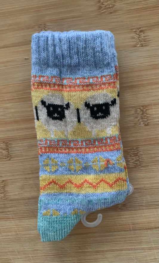 Women’s Alpaca Nordic Socks - Warm & Cosy with Embroidered Sheep / Feathers & fluff