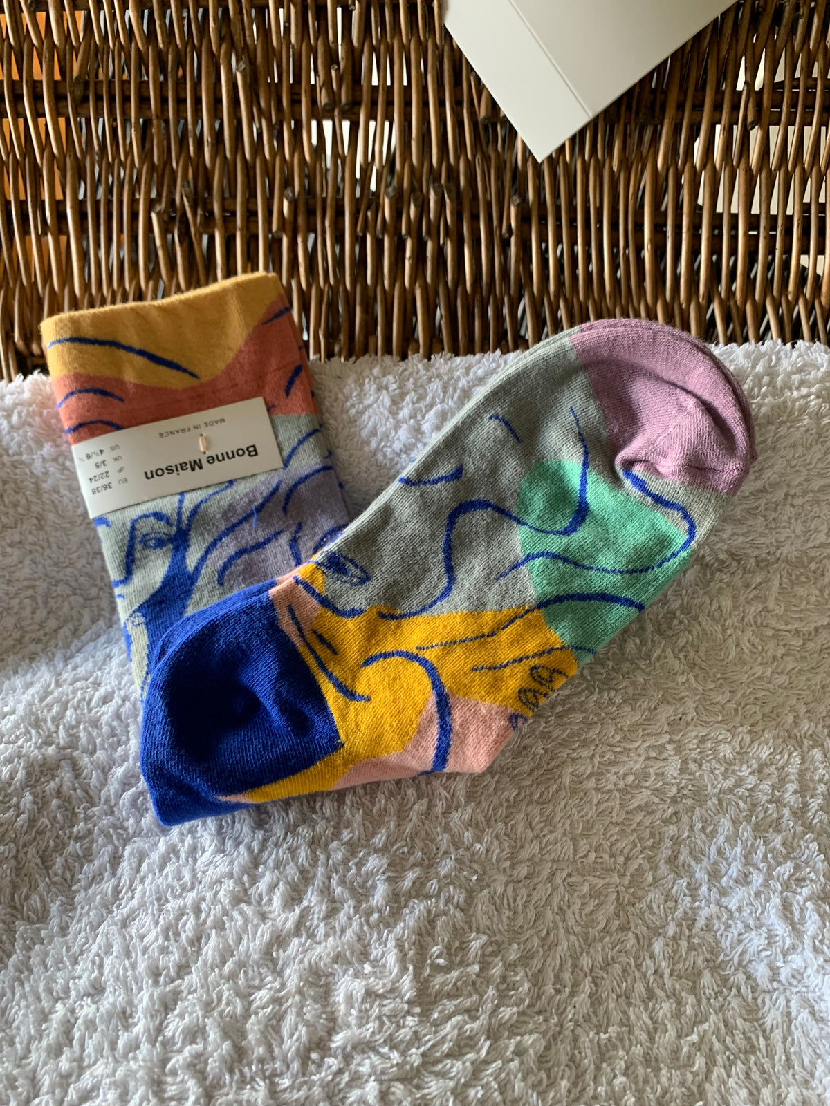 Bonne Maison French Designer Socks Women’s Colourful Patterned Cotton Crew Socks