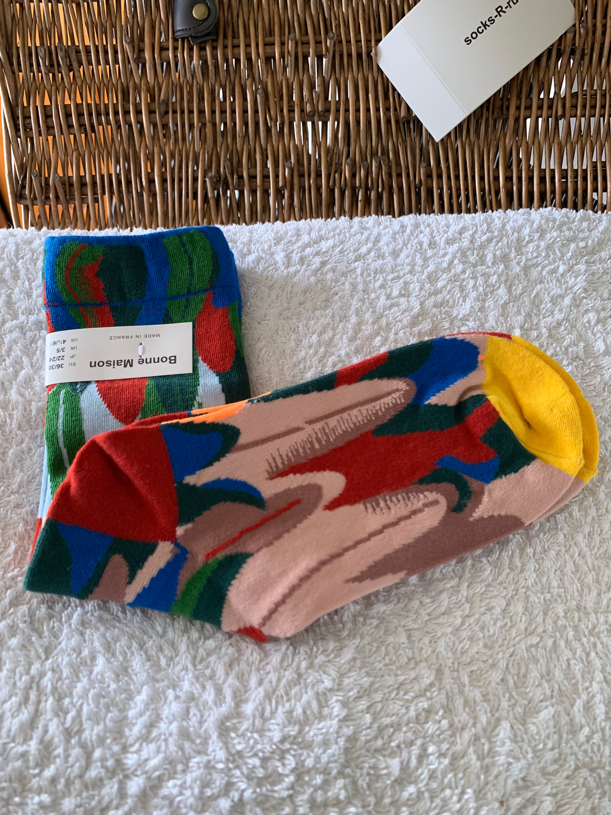 Bonne Maison French Designer Socks Women’s Colourful Patterned Cotton Crew Socks