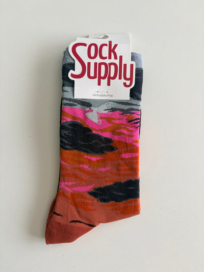 Unisex by Sock Supply Red Abstract/Camourflage