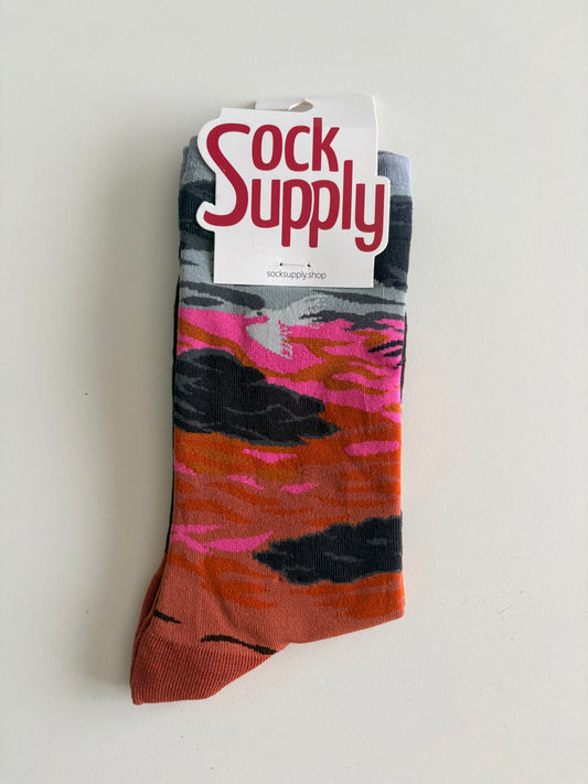 Unisex by Sock Supply Red Abstract/Camourflage