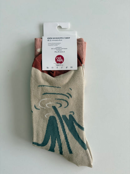 Unisex by Sock Supply features a bird above reeds/cattails socks