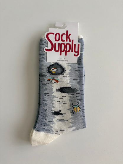 Unisex by Sock Supply. A birch-tree/woodland-themed