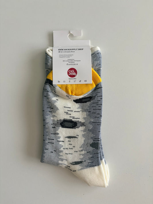 Unisex by Sock Supply. A birch-tree/woodland-themed