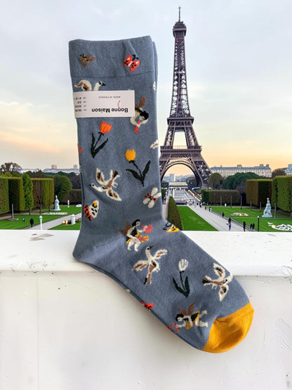 Bonne Maison French Designer Socks Women’s Colourful Patterned Cotton Crew Socks