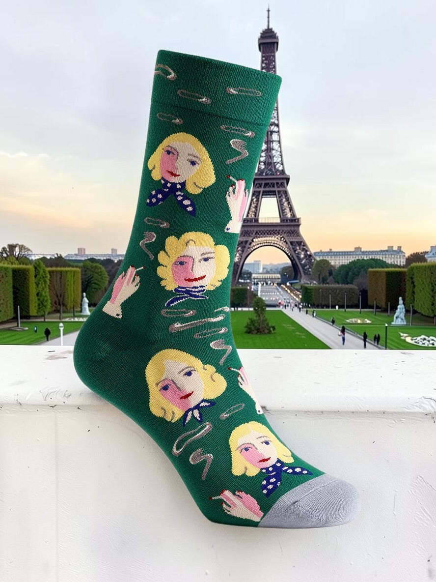 Bonne Maison French Designer Socks Women’s Colourful Patterned Cotton Crew Socks