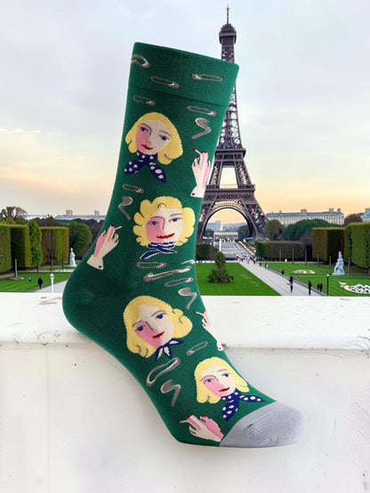 Bonne Maison French Designer Socks Women’s Colourful Patterned Cotton Crew Socks