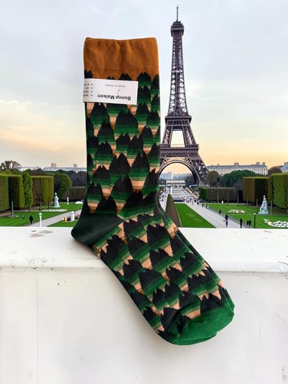 Bonne Maison French Designer Socks Women’s Colourful Patterned Cotton Crew Socks