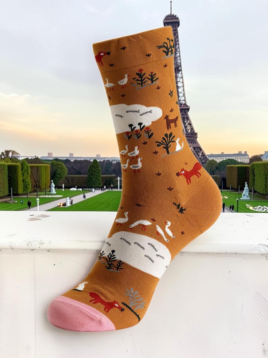 Bonne Maison French Designer Socks Women’s Colourful Patterned Cotton Crew Socks