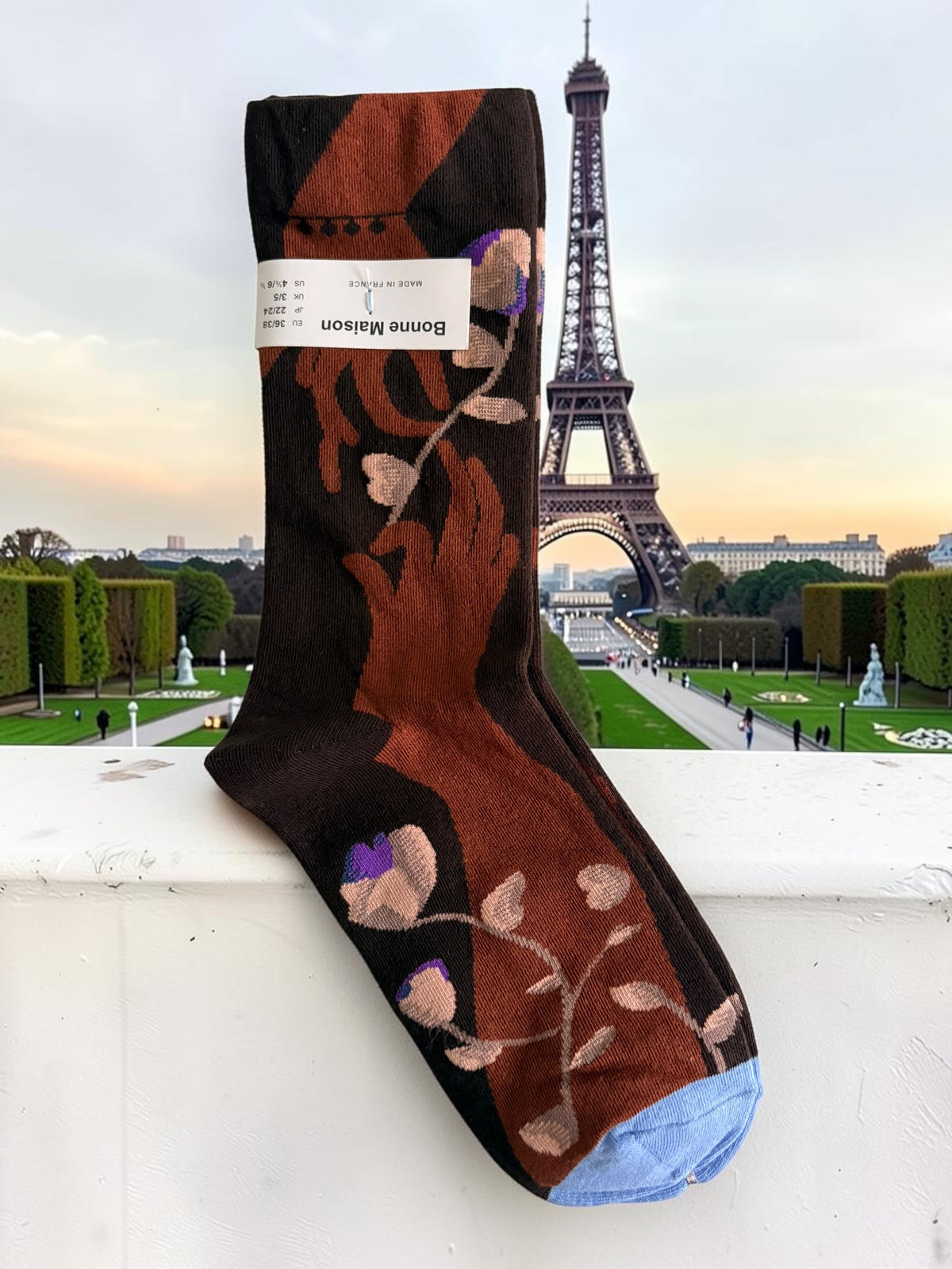 Bonne Maison French Designer Socks Women’s Colourful Patterned Cotton Crew Socks