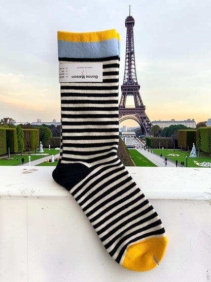 Bonne Maison French Designer Socks Women’s Colourful Patterned Cotton Crew Socks