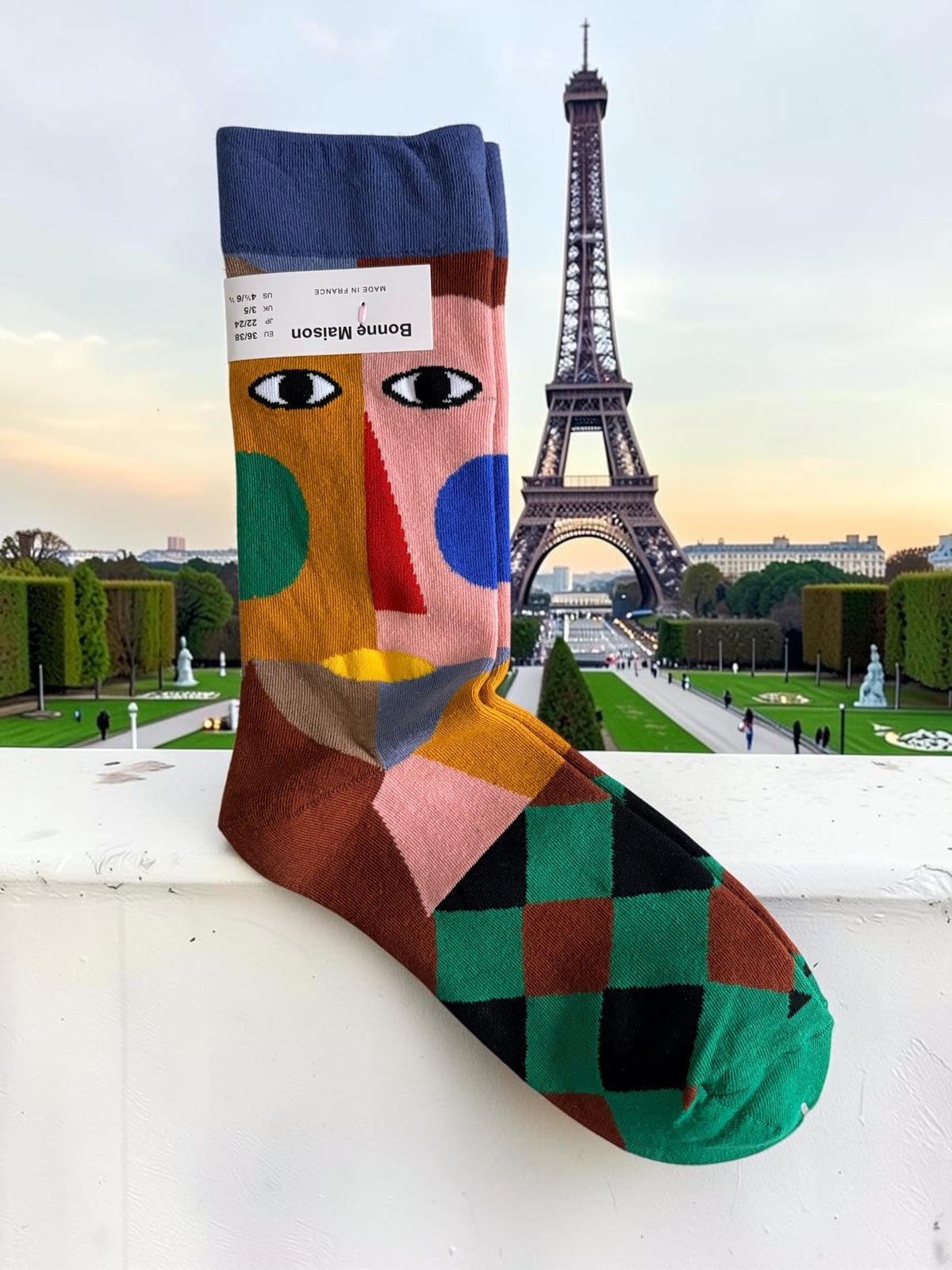 Bonne Maison French Designer Socks Women’s Colourful Patterned Cotton Crew Socks