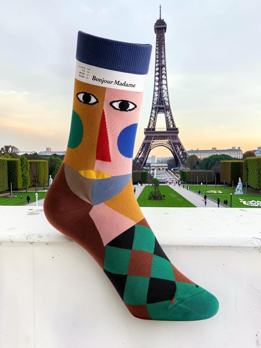 Bonne Maison French Designer Socks Women’s Colourful Patterned Cotton Crew Socks