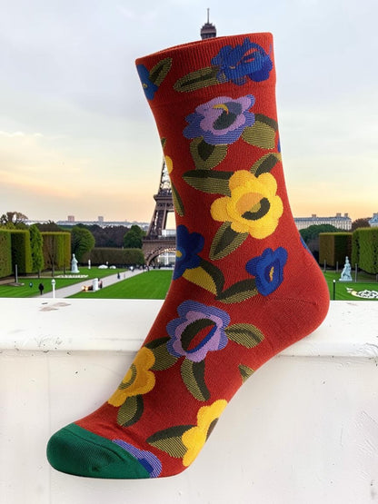 Bonne Maison French Designer Socks Women’s Colourful Patterned Cotton Crew Socks