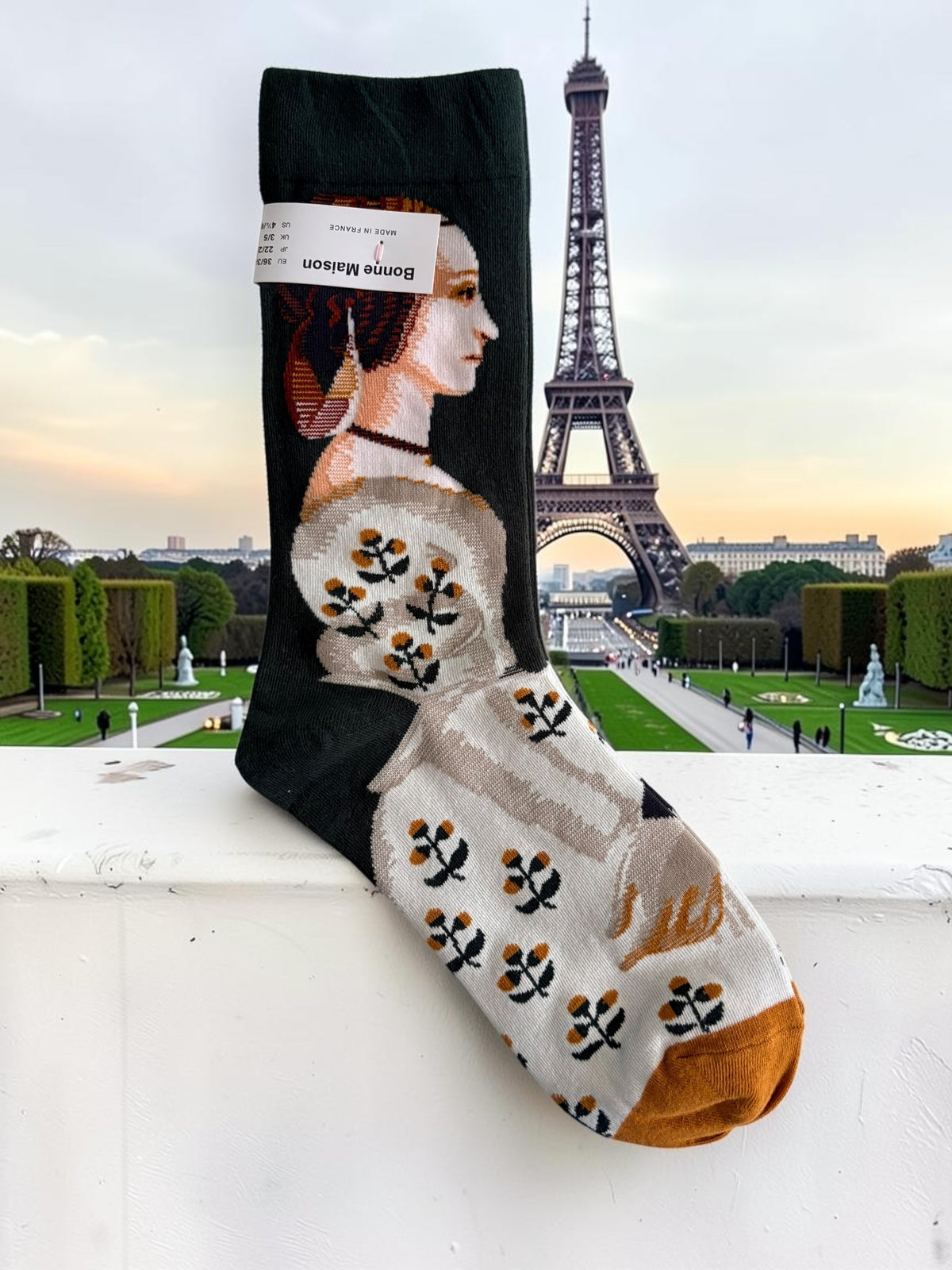 Bonne Maison French Designer Socks Women’s Colourful Patterned Cotton Crew Socks