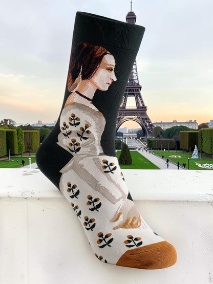 Bonne Maison French Designer Socks Women’s Colourful Patterned Cotton Crew Socks