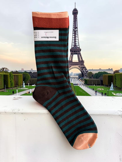 Bonne Maison French Designer Socks Women’s Colourful Patterned Cotton Crew Socks