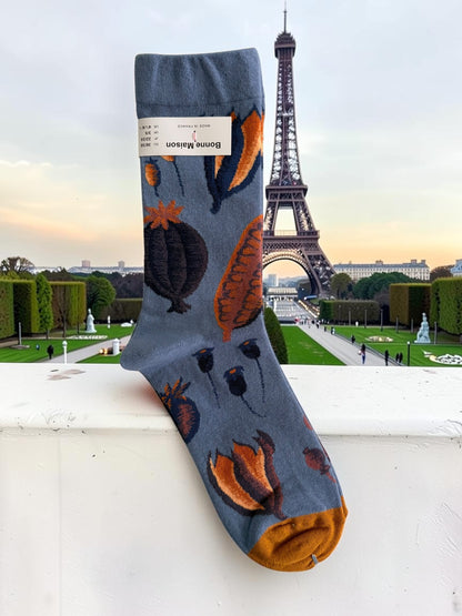 Bonne Maison French Designer Socks Women’s Colourful Patterned Cotton Crew Socks