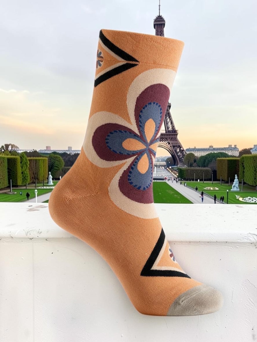 Bonne Maison French Designer Socks Women’s Colourful Patterned Cotton Crew Socks