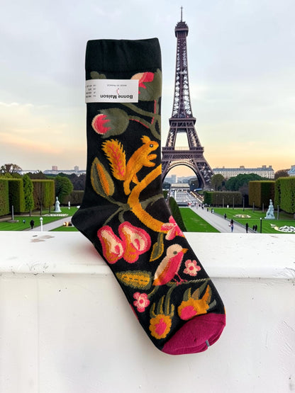 Bonne Maison French Designer Socks Women’s Colourful Patterned Cotton Crew Socks