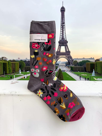 Bonne Maison French Designer Socks Women’s Colourful Patterned Cotton Crew Socks