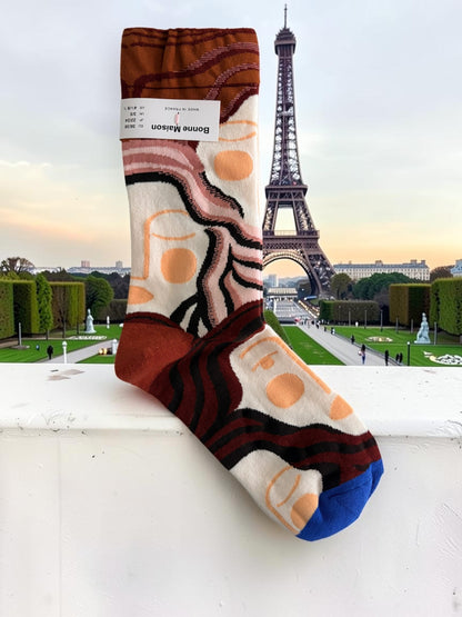 Bonne Maison French Designer Socks Women’s Colourful Patterned Cotton Crew Socks