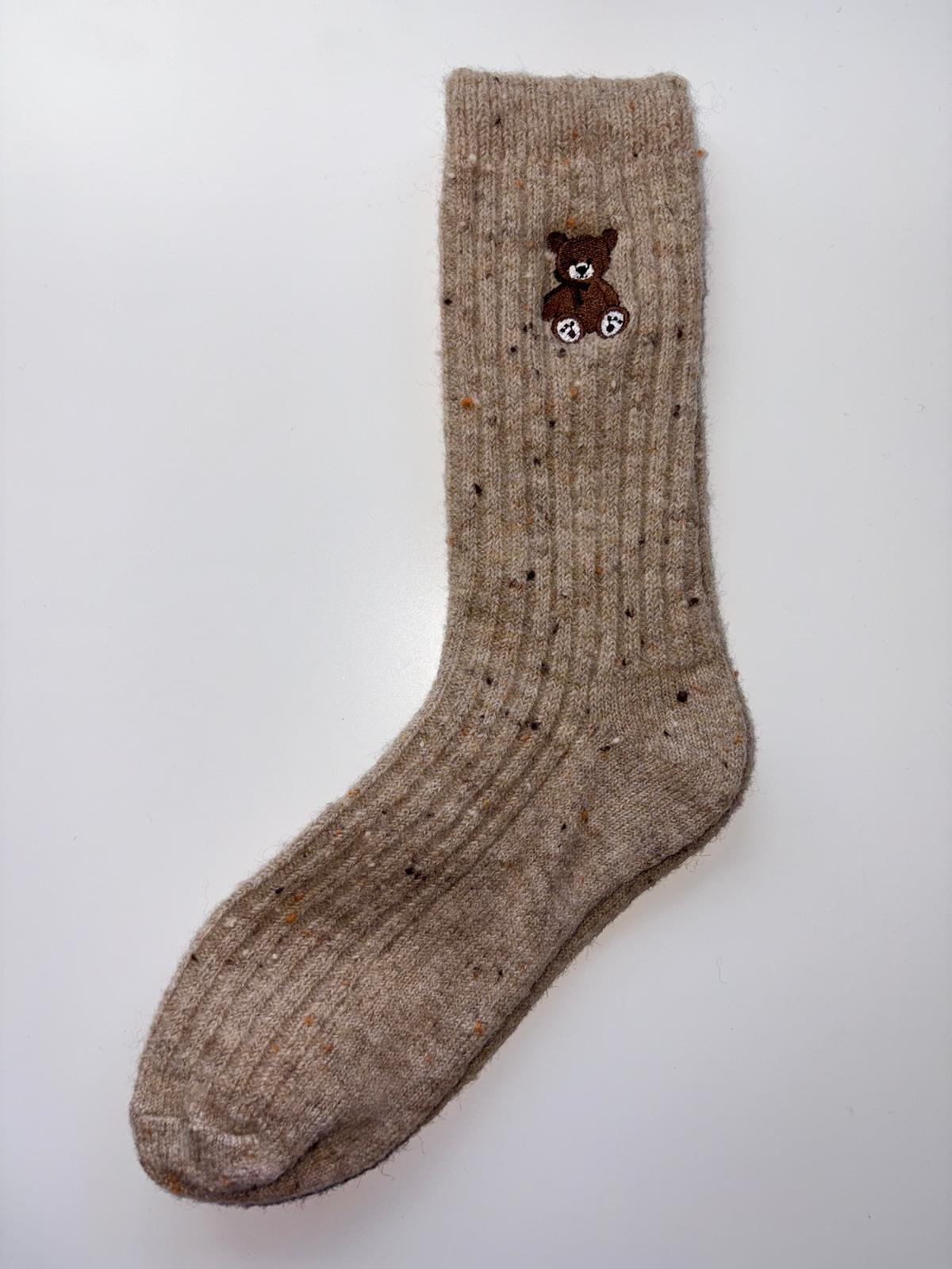 Suxinaimin Embroidered Bear Crew Socks