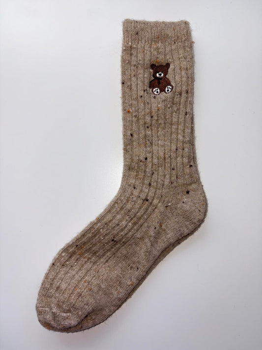 Suxinaimin Embroidered Bear Crew Socks