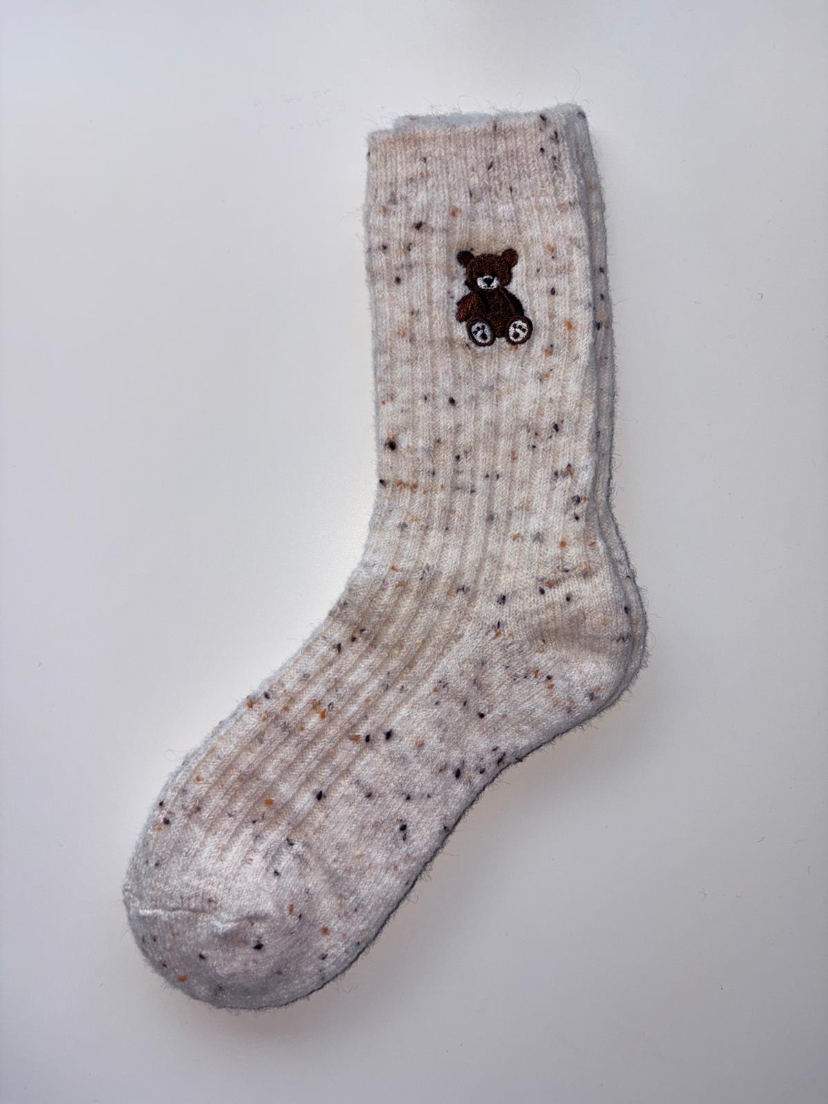 Suxinaimin Embroidered Bear Crew Socks