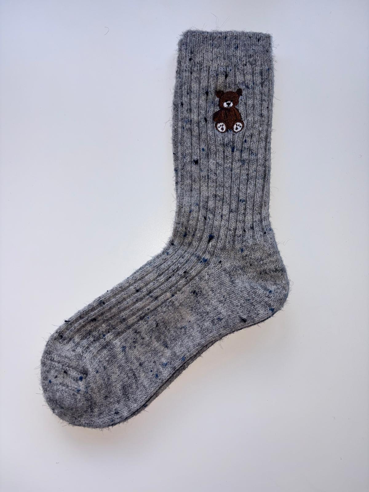 Suxinaimin Embroidered Bear Crew Socks