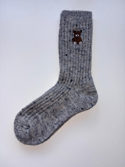 Suxinaimin Embroidered Bear Crew Socks