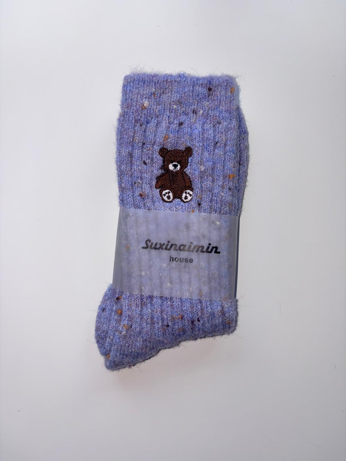Suxinaimin Embroidered Bear Crew Socks