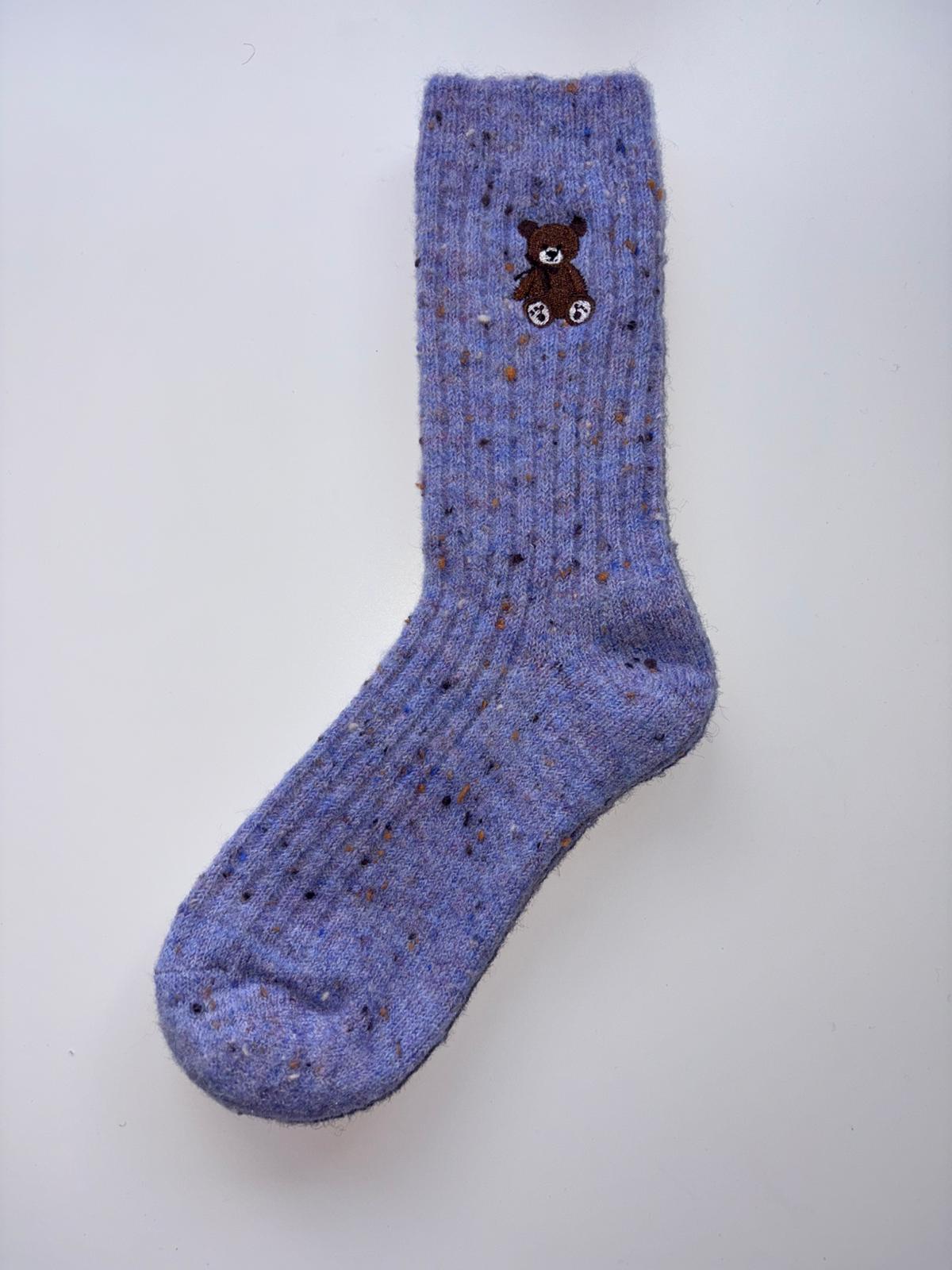 Suxinaimin Embroidered Bear Crew Socks