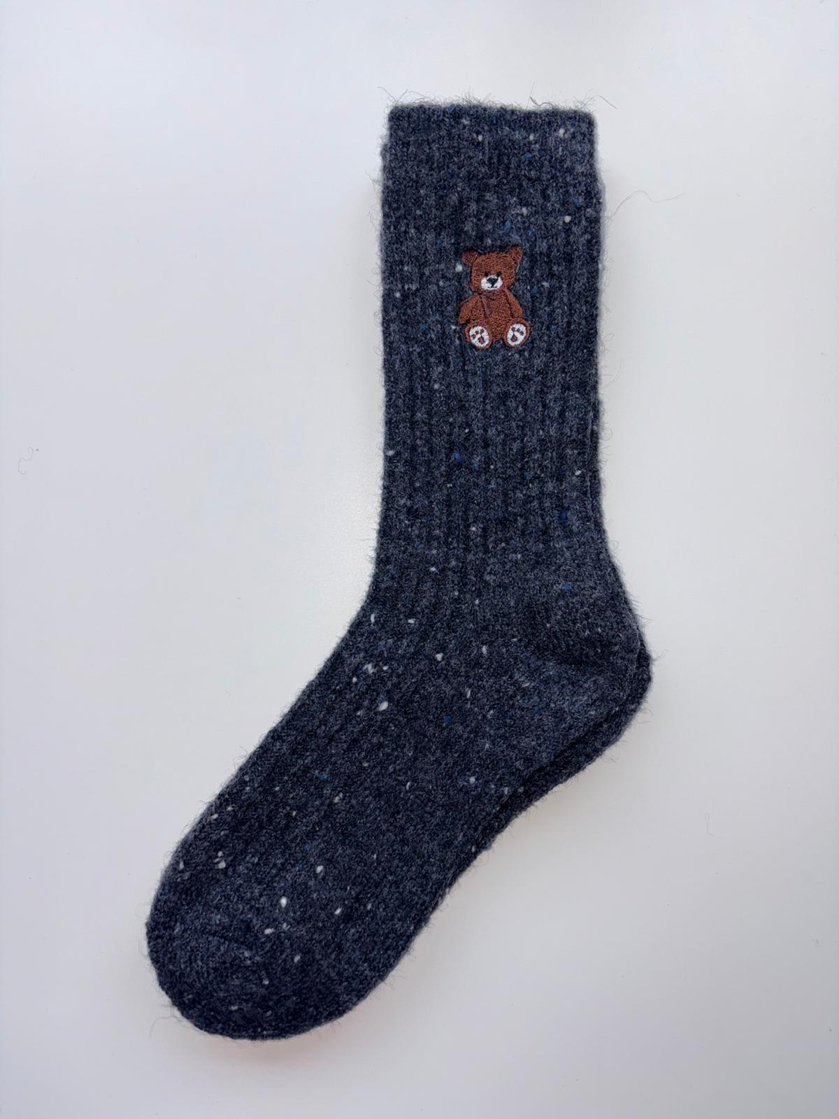 Suxinaimin Embroidered Bear Crew Socks