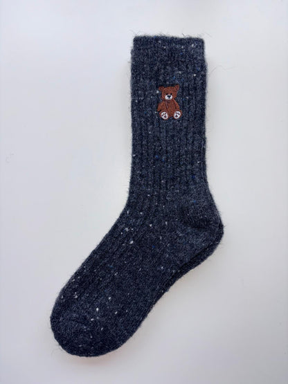 Suxinaimin Embroidered Bear Crew Socks
