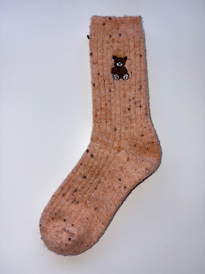 Suxinaimin Embroidered Bear Crew Socks